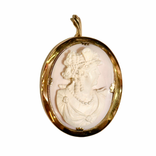 Antique Carved Pink Conch Shell Cameo Pendant
