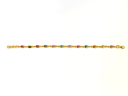 Multi-gem Tourmaline Gold Plate Bracelet