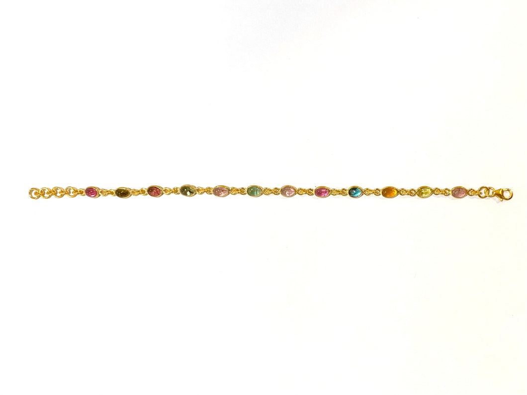 Multi-gem Tourmaline Gold Plate Bracelet