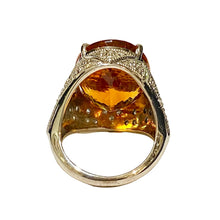 9ct White Gold Citrine and Diamond Art Deco Style Ring