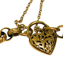 9ct Yellow Gold Engraved Heart-link Bracelet