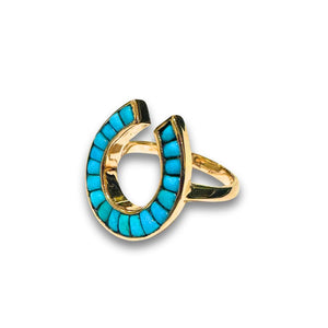 9ct Gold Turquoise Horseshoe ring