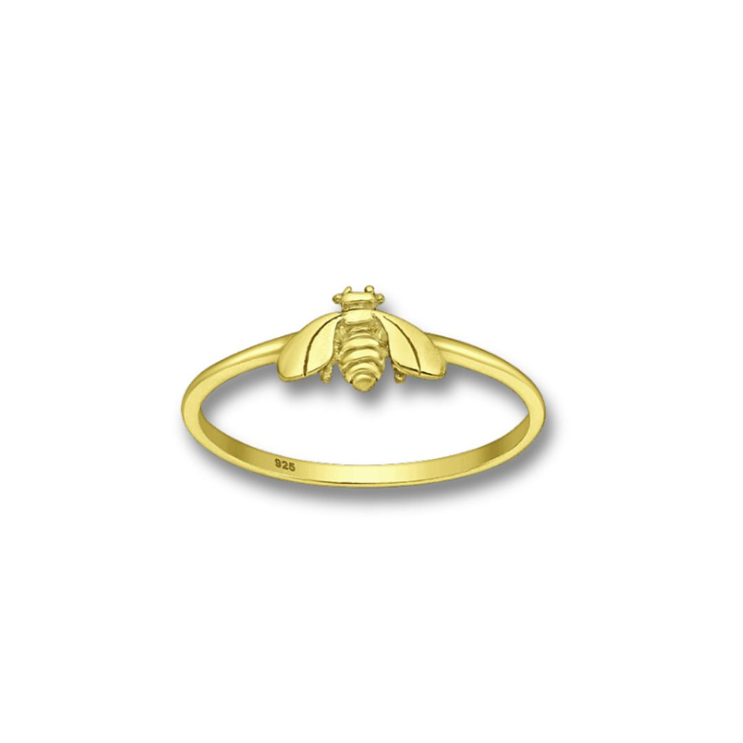 Sterling Silver Bee Ring, Plated with 18ct Yellow Gold