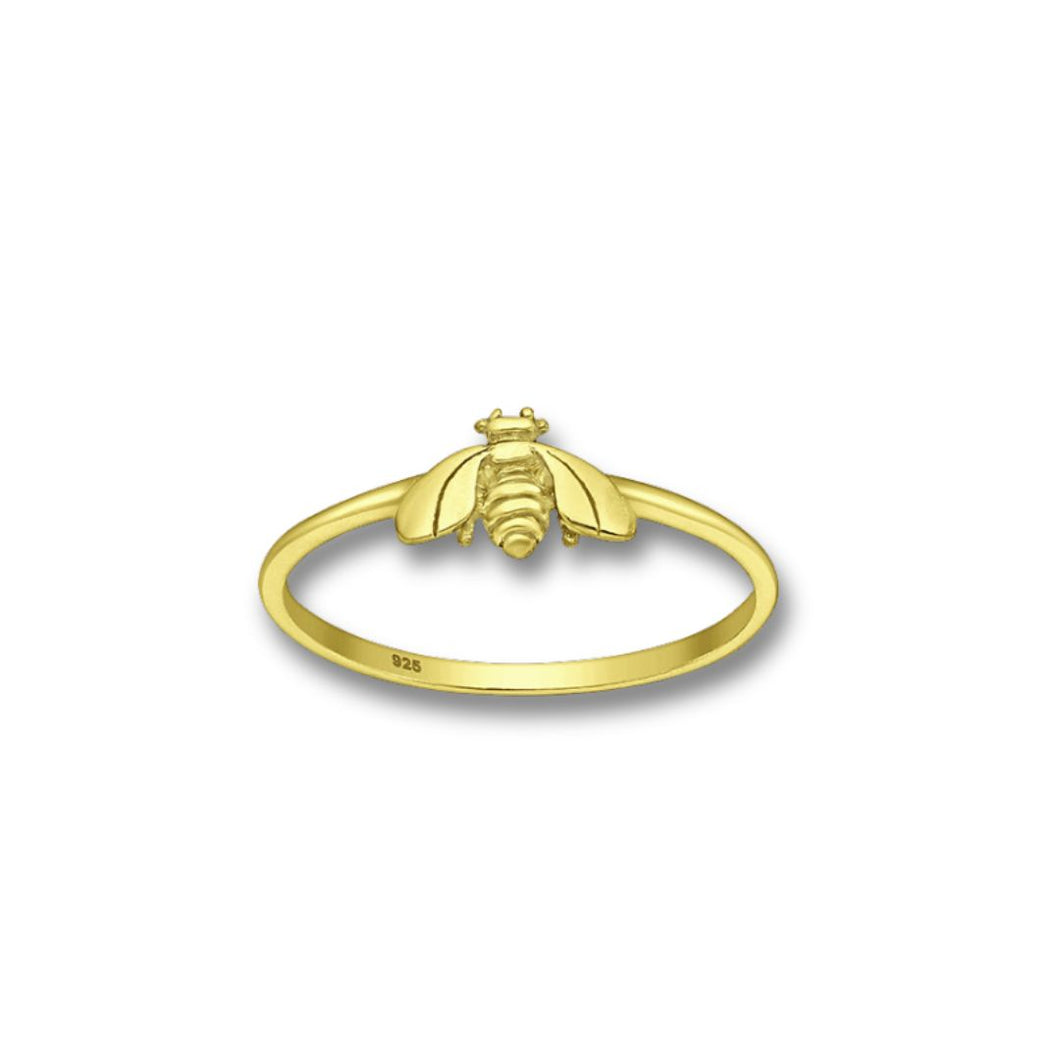 Sterling Silver Bee Ring, Plated with 18ct Yellow Gold