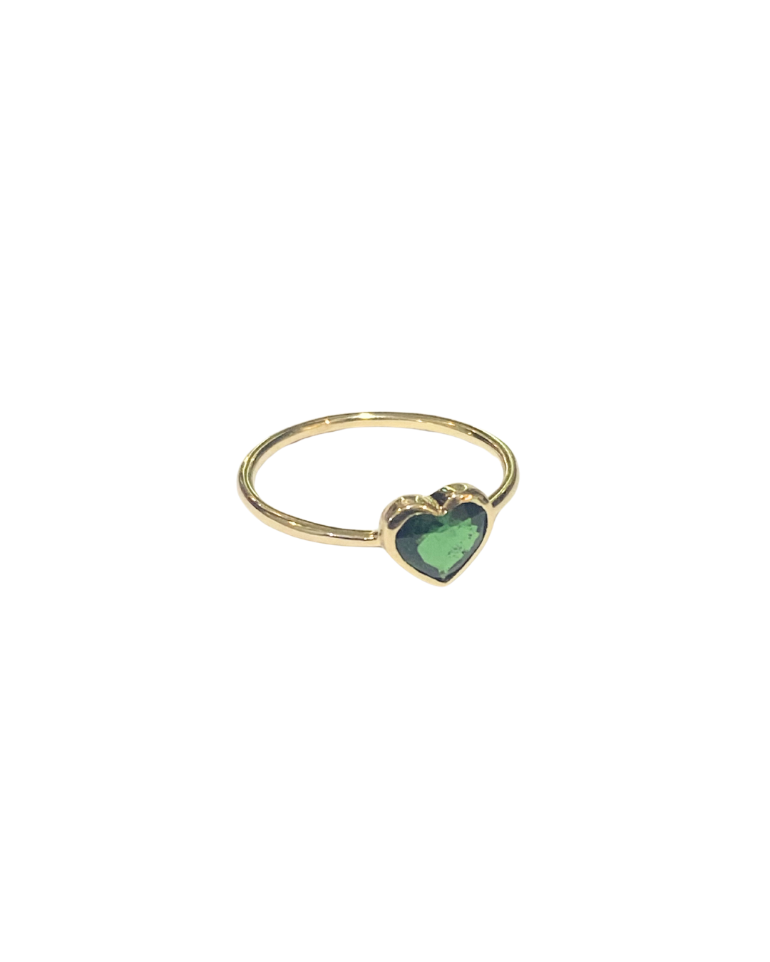 9ct Yellow Gold Heart Shaped Tsavorite Garnet Ring