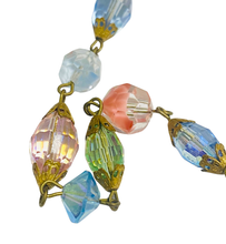 Antique Uranium Glass Crystal Multi-Coloured Faceted Necklace