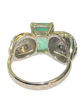 18ct White Gold Emerald and Diamond Ring