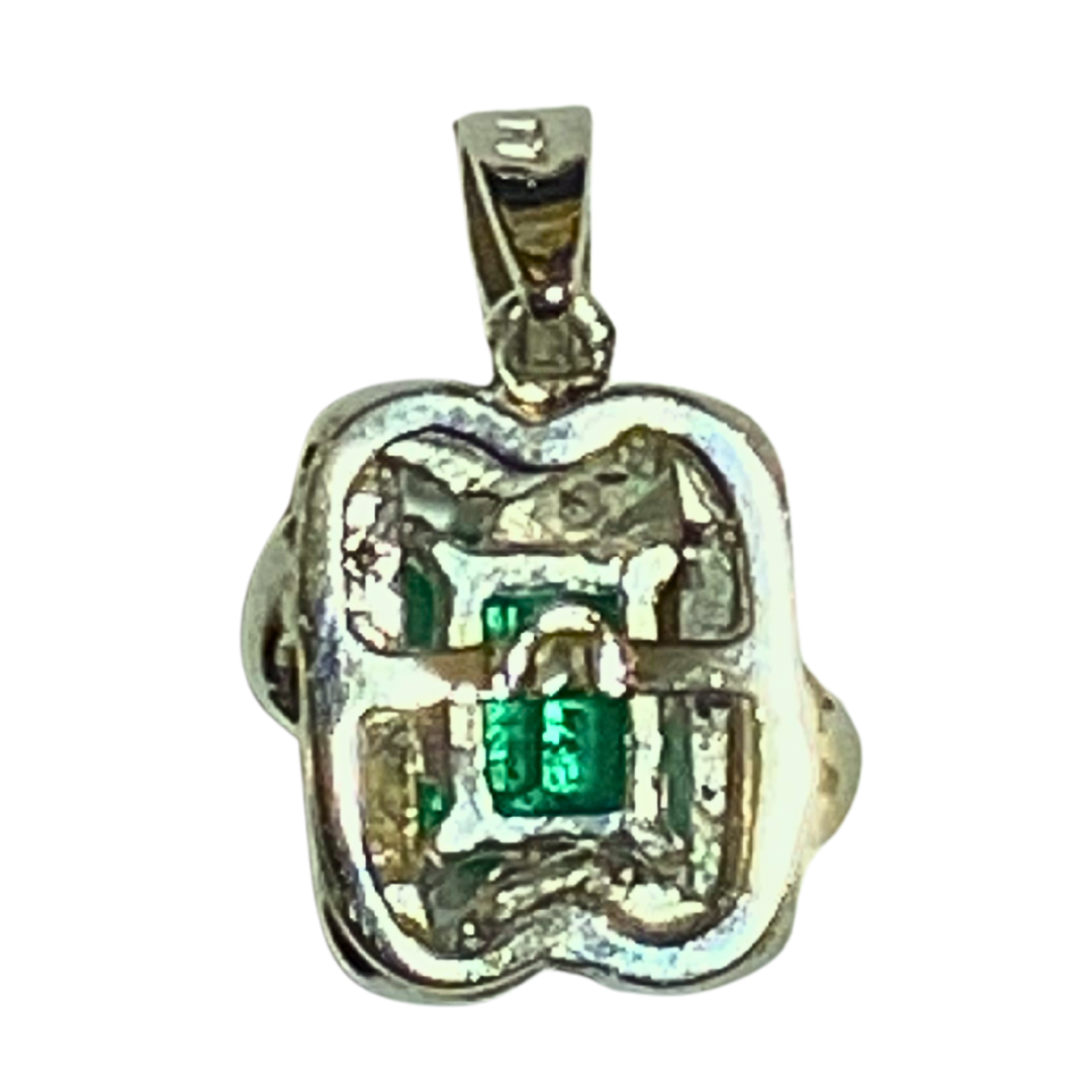 Emerald and Diamond Platinum Pendant
