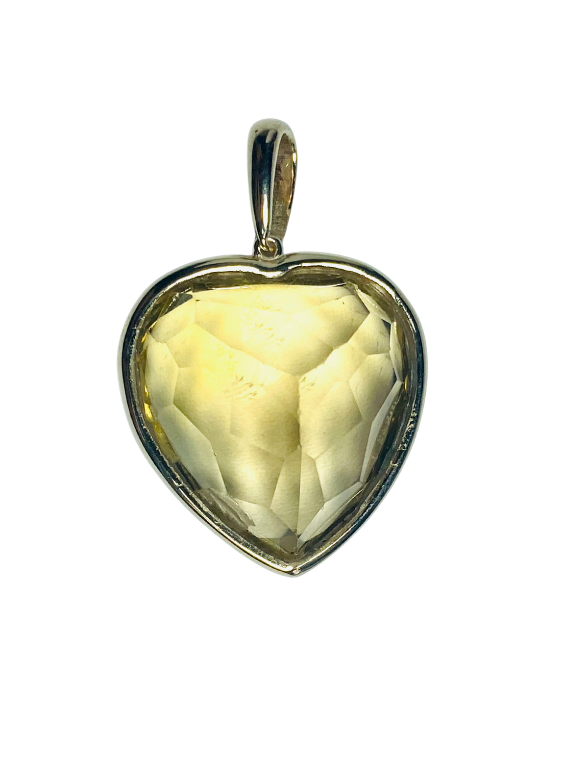 9ct Gold Yellow Topaz Faceted Heart Pendant
