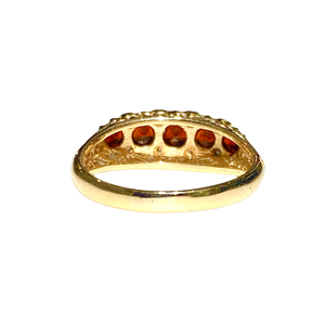 9ct Yellow Gold Garnet and Diamond Bridge Ring