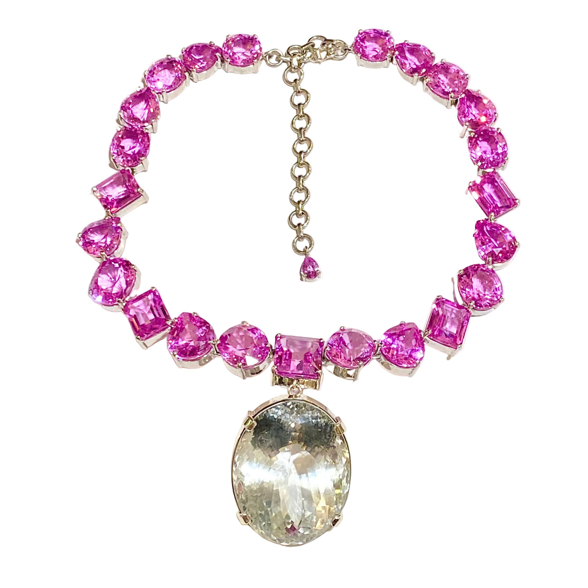 Rock Crystal Pink Topaz Necklace