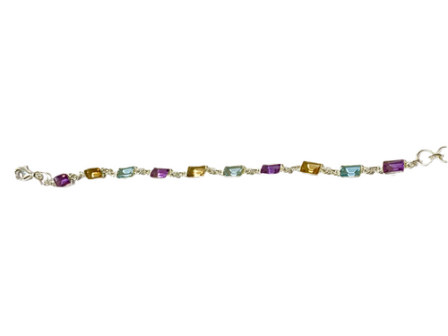 Citrine, Amethyst and Topaz Bracelet in Sterling Silver