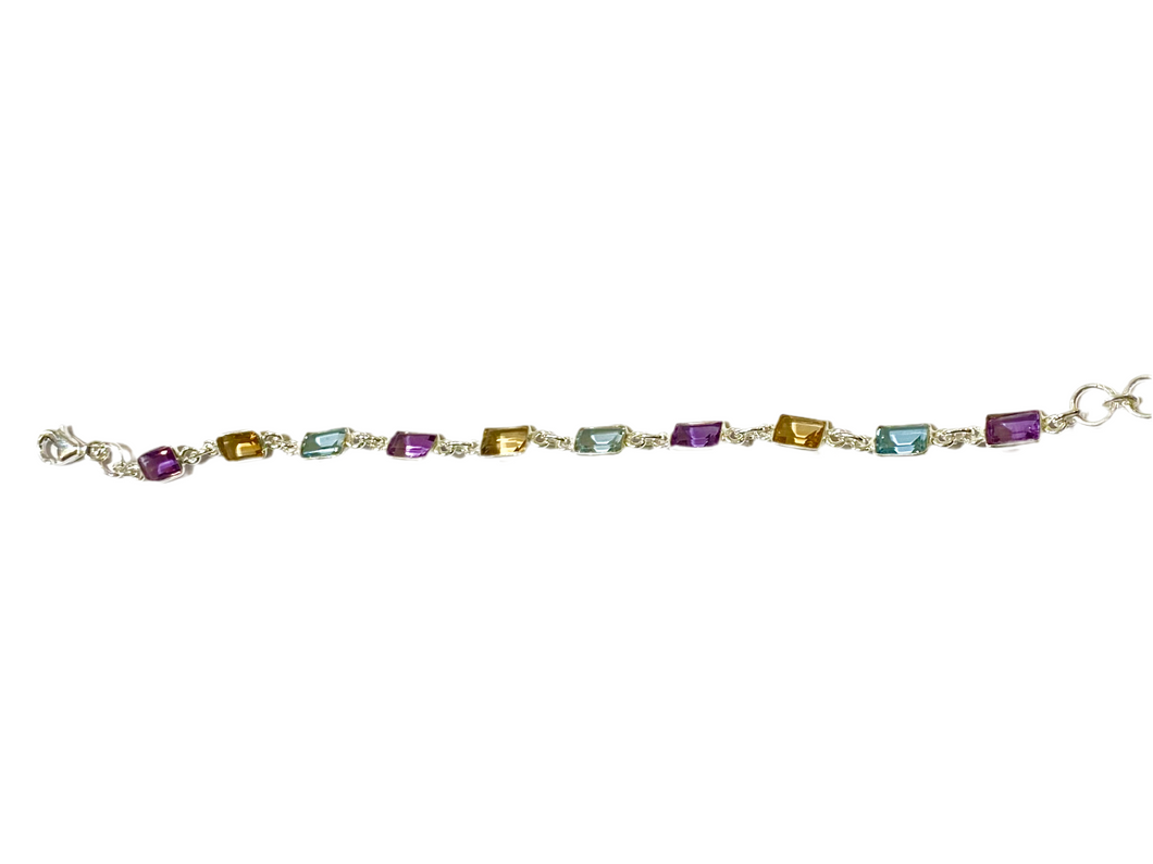 Citrine, Amethyst and Topaz Bracelet in Sterling Silver