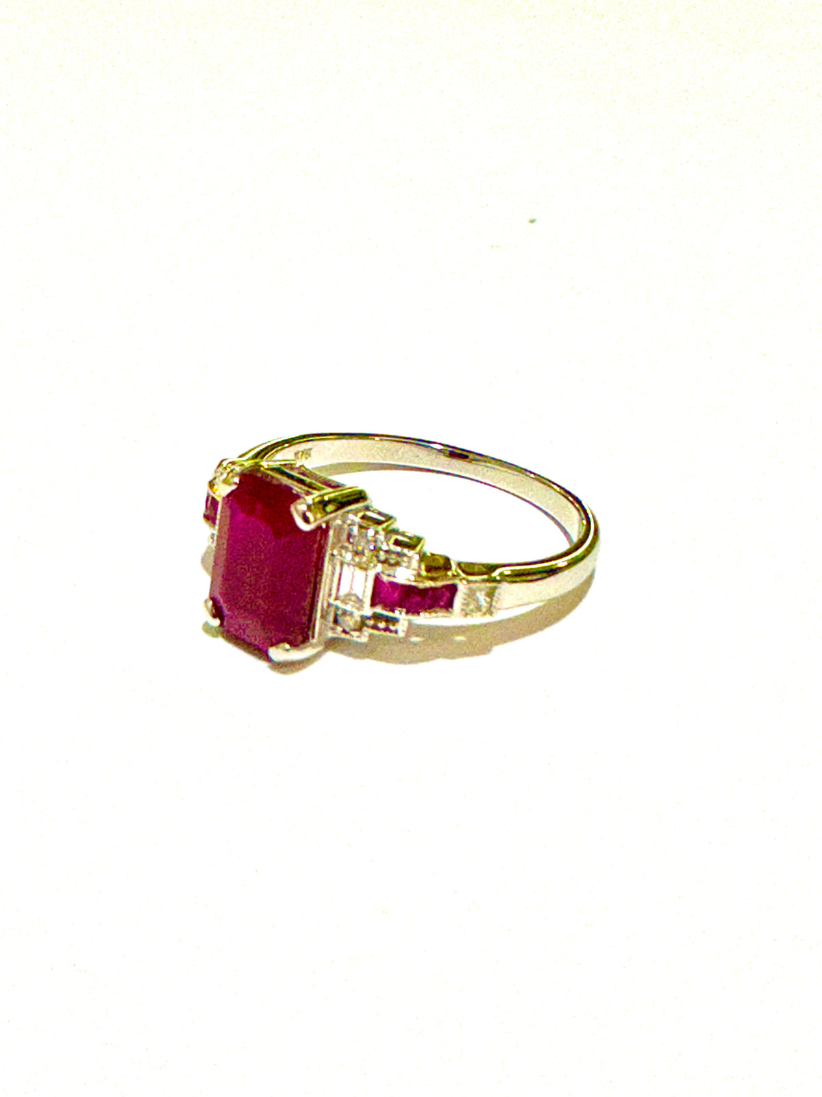 9ct White Gold Ruby and Diamond Ring