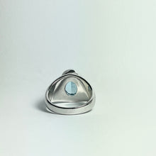 Sterling silver Blue Faceted Bezel set  Oval Topaz Ring