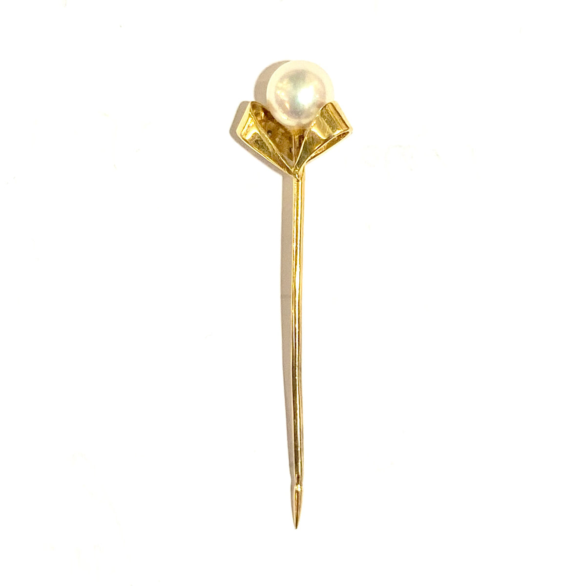 18ct Yellow Gold Diamond and Cultured Pearl Tie Pin