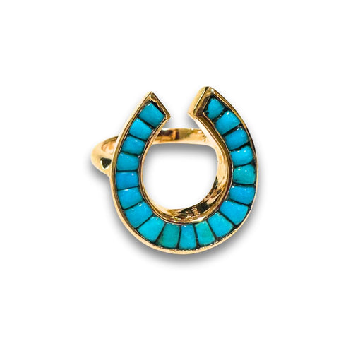 9ct Gold Turquoise Horseshoe ring