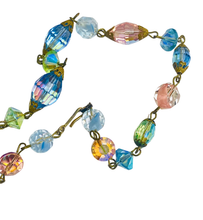 Antique Uranium Glass Crystal Multi-Coloured Faceted Necklace