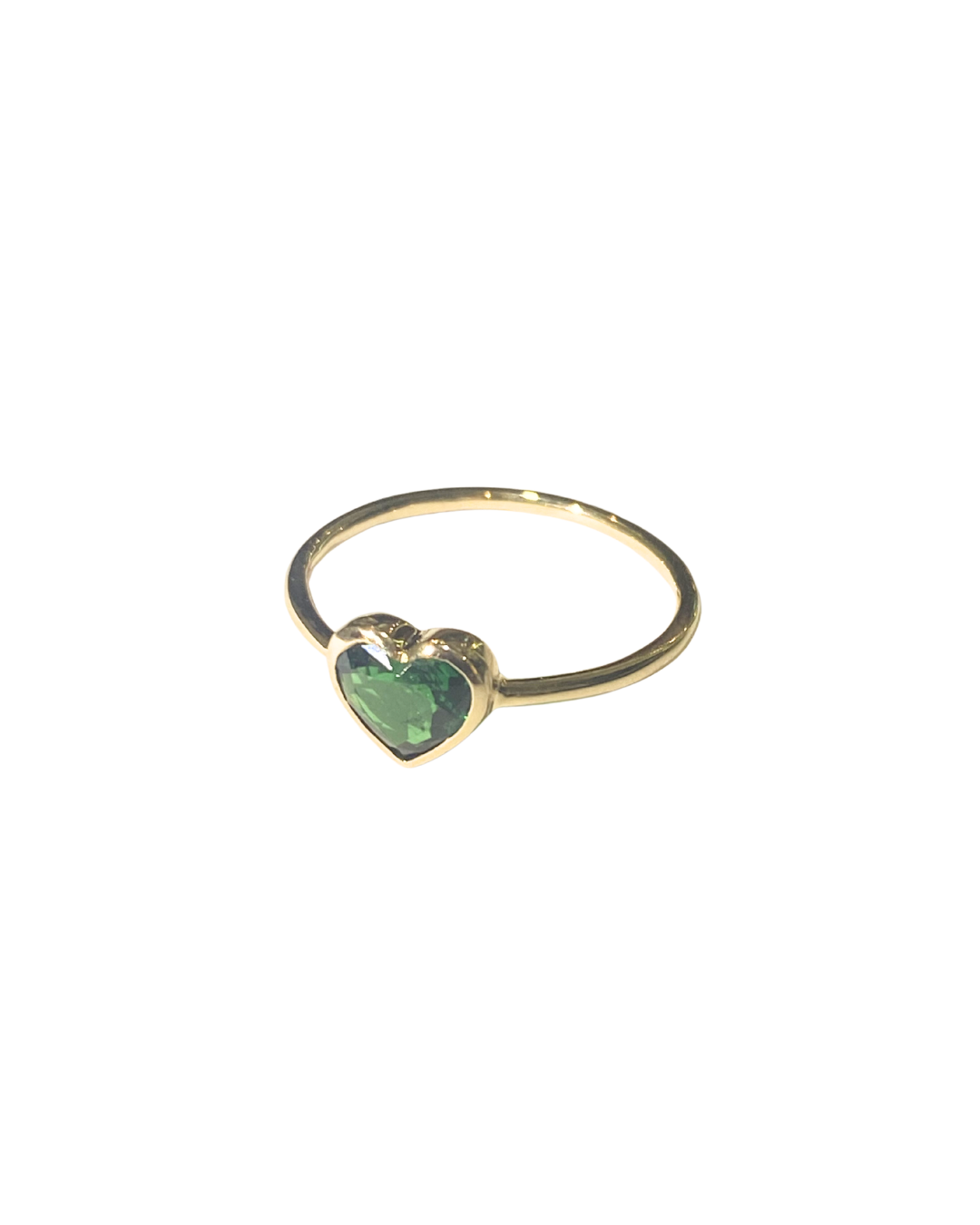 9ct Yellow Gold Heart Shaped Tsavorite Garnet Ring