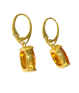 Sterling Silver Gold Plate Citrine Drop Earrings - 12 mm