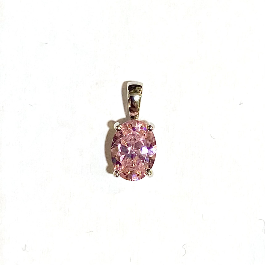 Sterling Silver Pink CZ Pendant