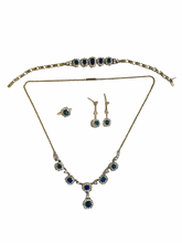 Antique 9ct White Gold Blue Sapphire Evening Set – Necklace, Earrings, Ring & Bracelet