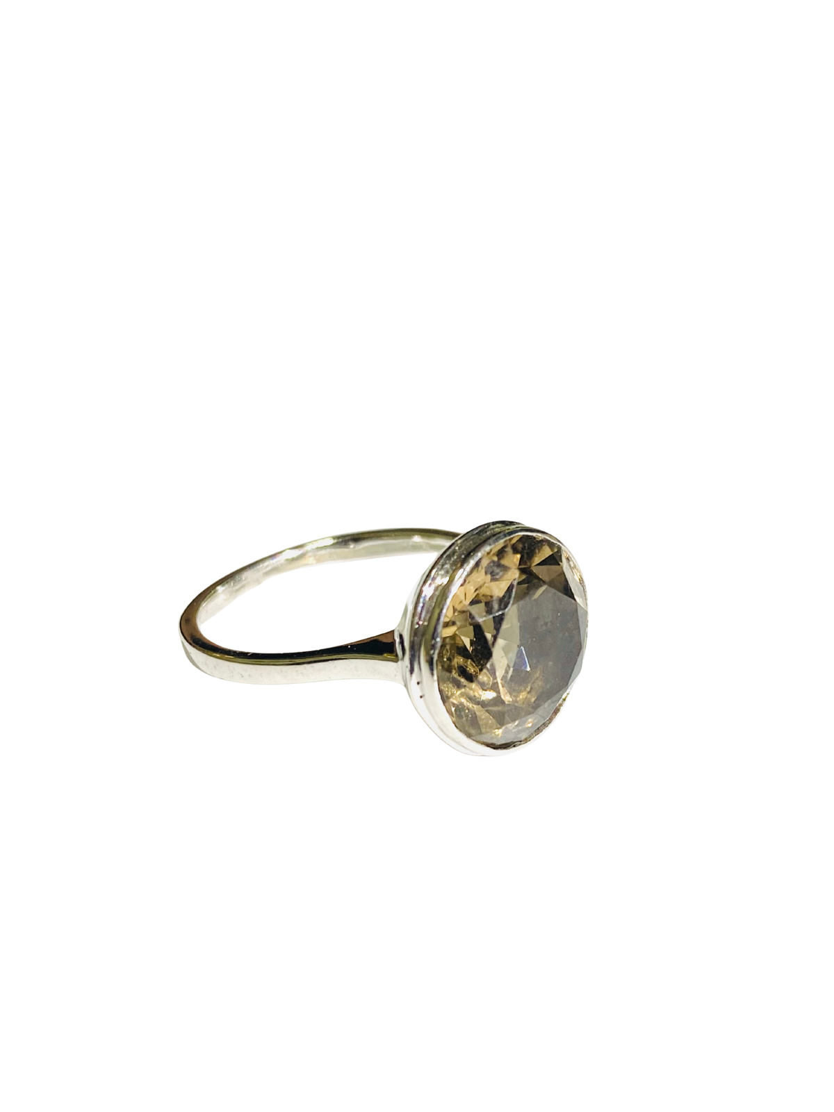 9ct White Gold 5ct Smokey Quartz Ring