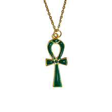 Brass and Enamel Ankh Necklace