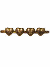 9ct Yellow Gold Engraved 4 Heart Bar Brooch