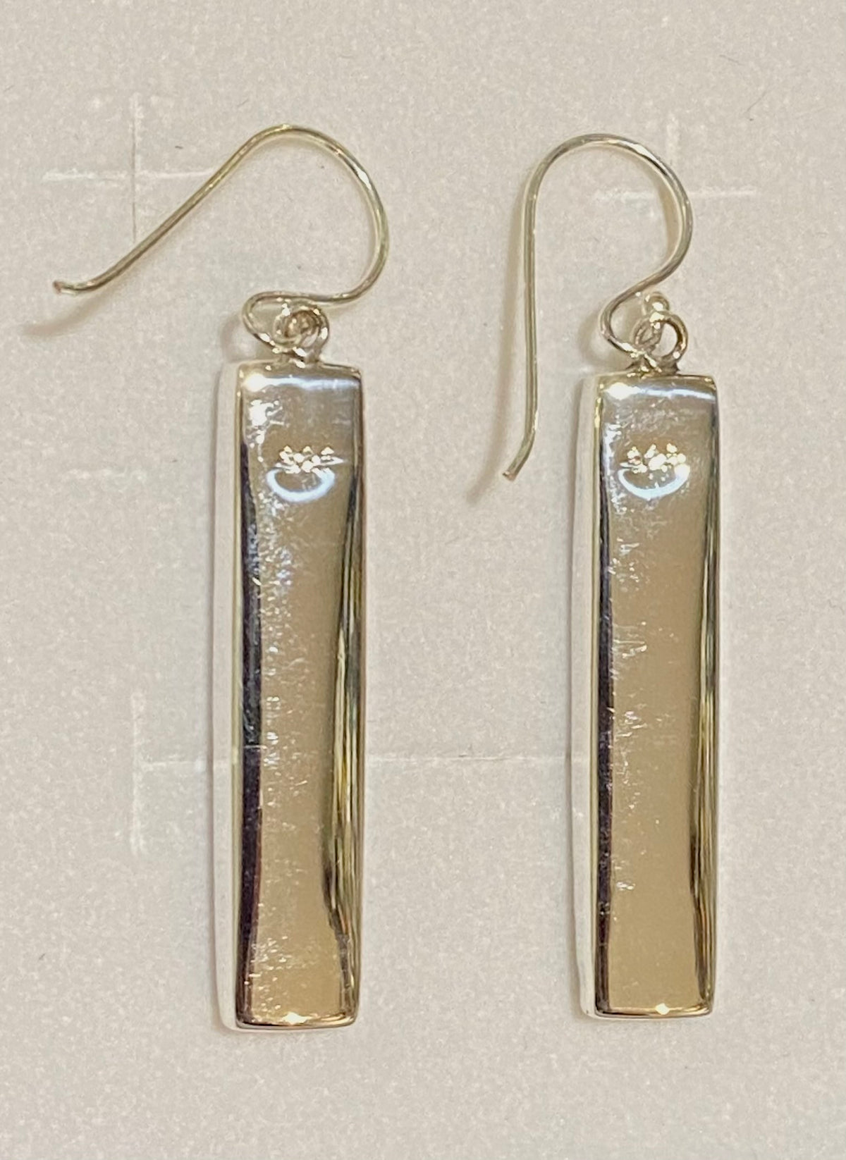 Sterling silver rectangle Abalone shell drop earrings 34mm