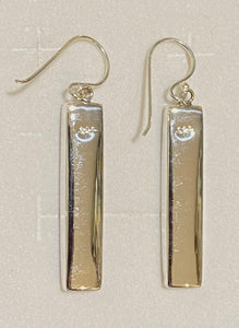 Sterling silver rectangle Abalone shell drop earrings 34mm