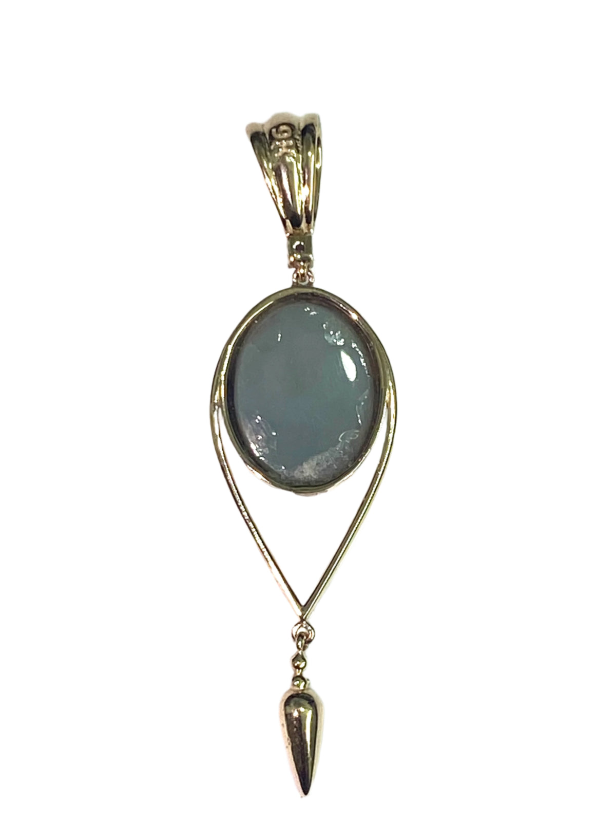 9ct Yellow Gold Solid Black Opal and Diamond Pendant