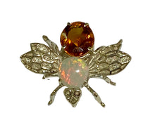 Sterling Silver Opal and Citrine Bee pendant