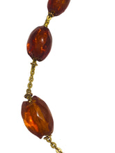 Antique Honey Amber Necklace in 18ct Yellow Gold