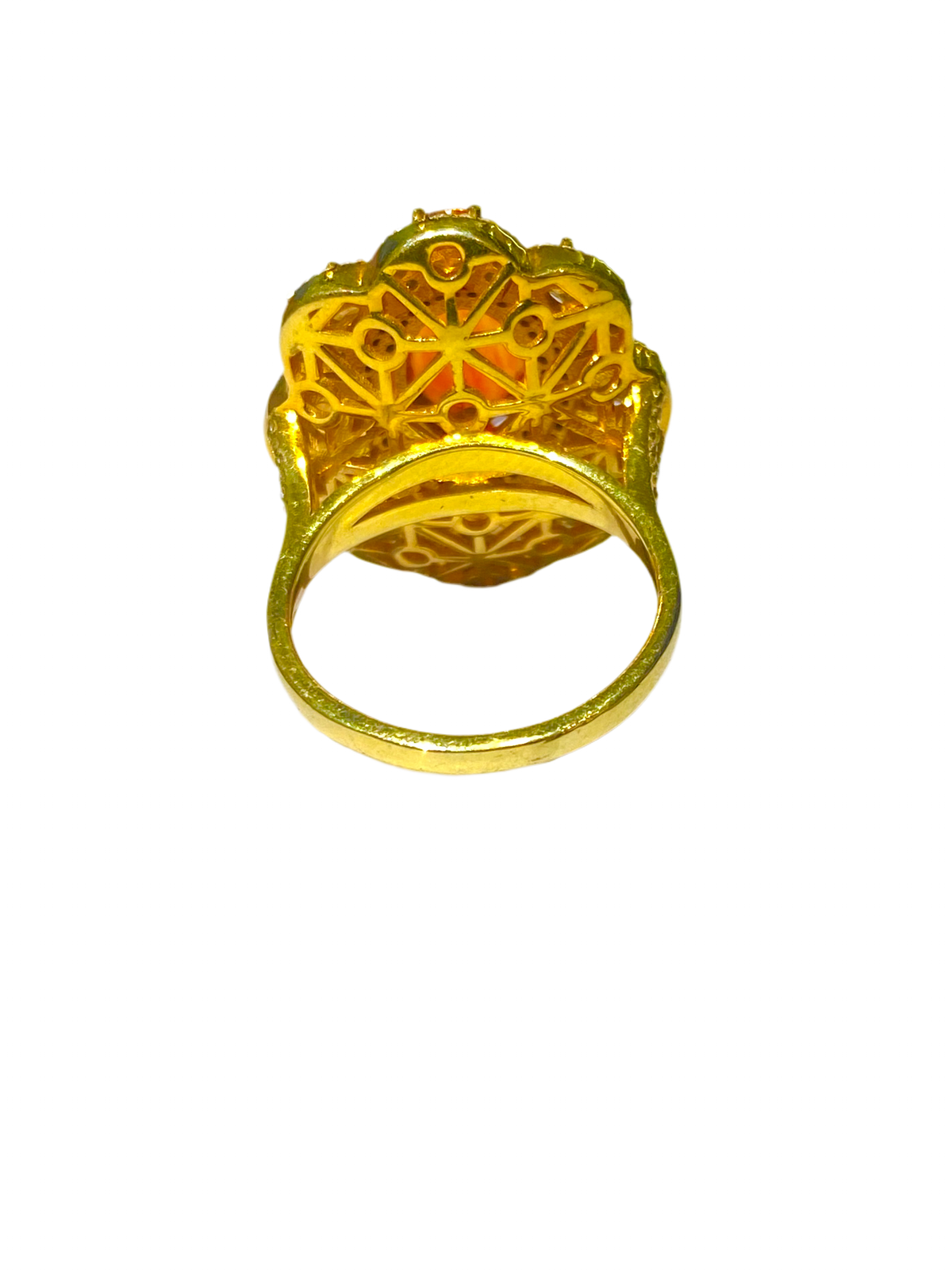 Mexican Fire Opal and Diamond in Sterling Silver Gold Plate