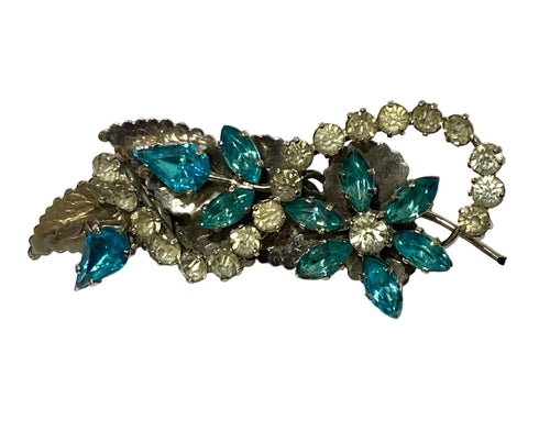 Vintage crystal floral brooch