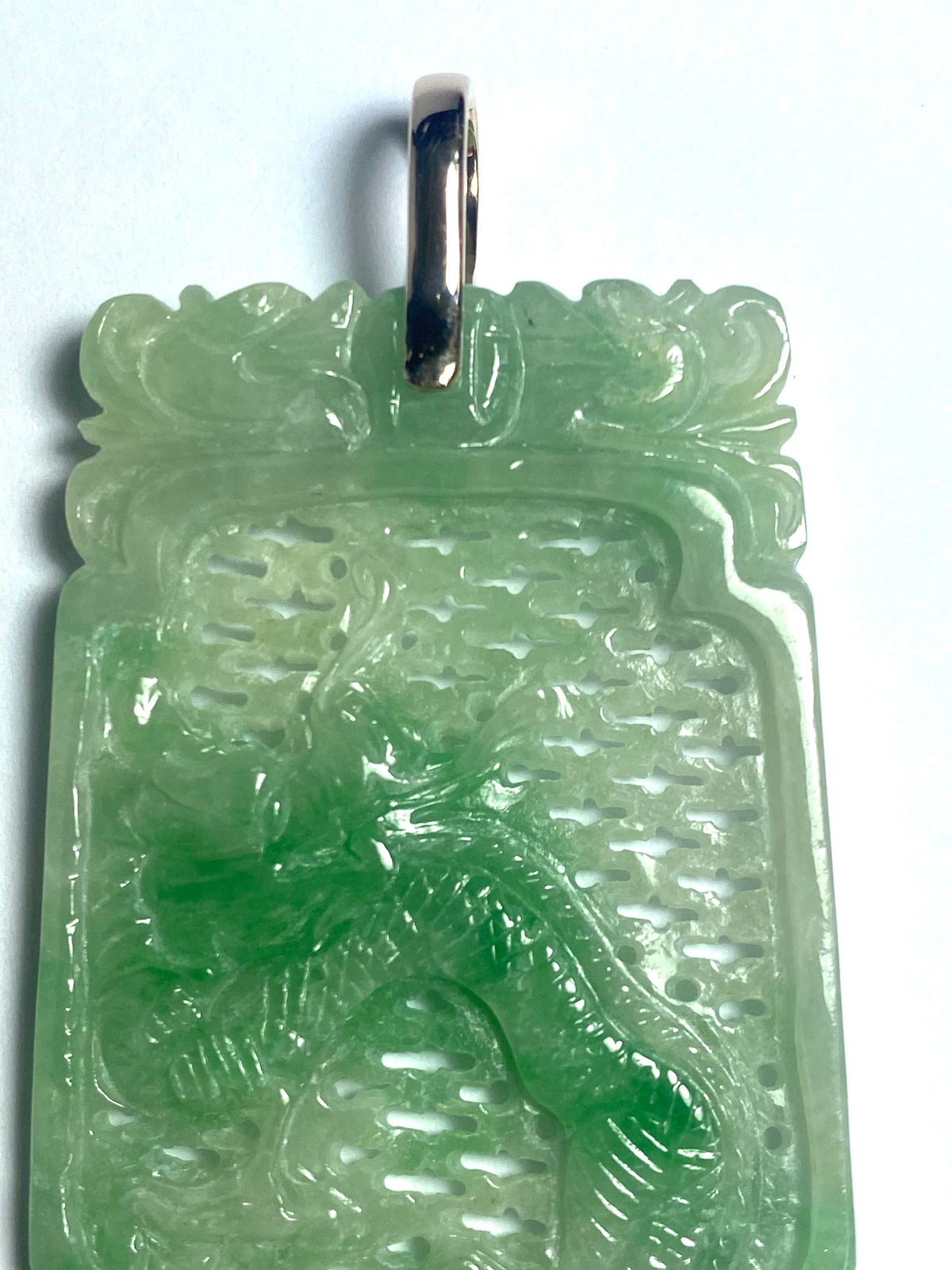 9ct Yellow Gold Carved Jadeite Square Pendant