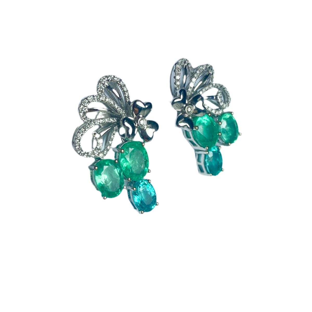 Paraiba Tourmaline, Apatite and Diamond Earrings