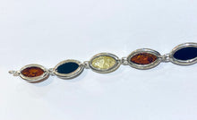 Sterling Silver Multicoloured Amber Bracelet
