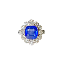 3ct Sapphire and Diamond Cluster Ring