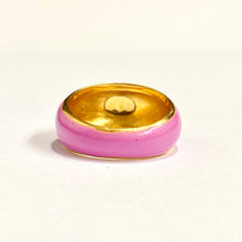 Sterling Silver Gold Plate Pink Enamel Citrine Ring