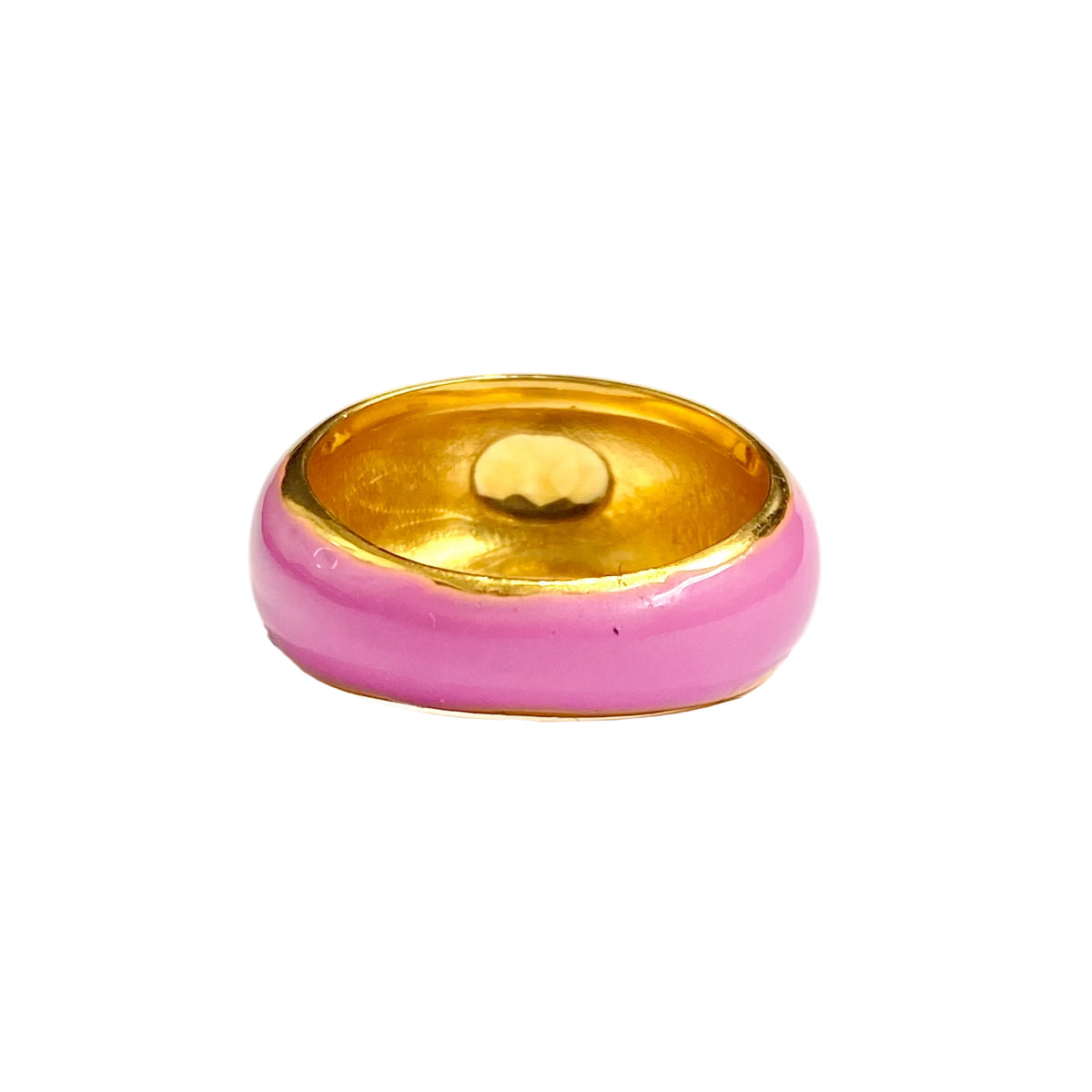 Sterling Silver Gold Plate Pink Enamel Citrine Ring