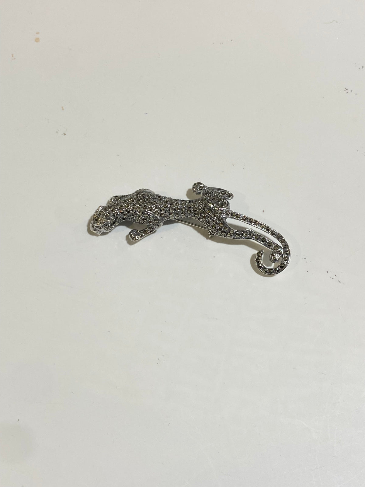Sterling Silver Marcasite Jaguar Brooch
