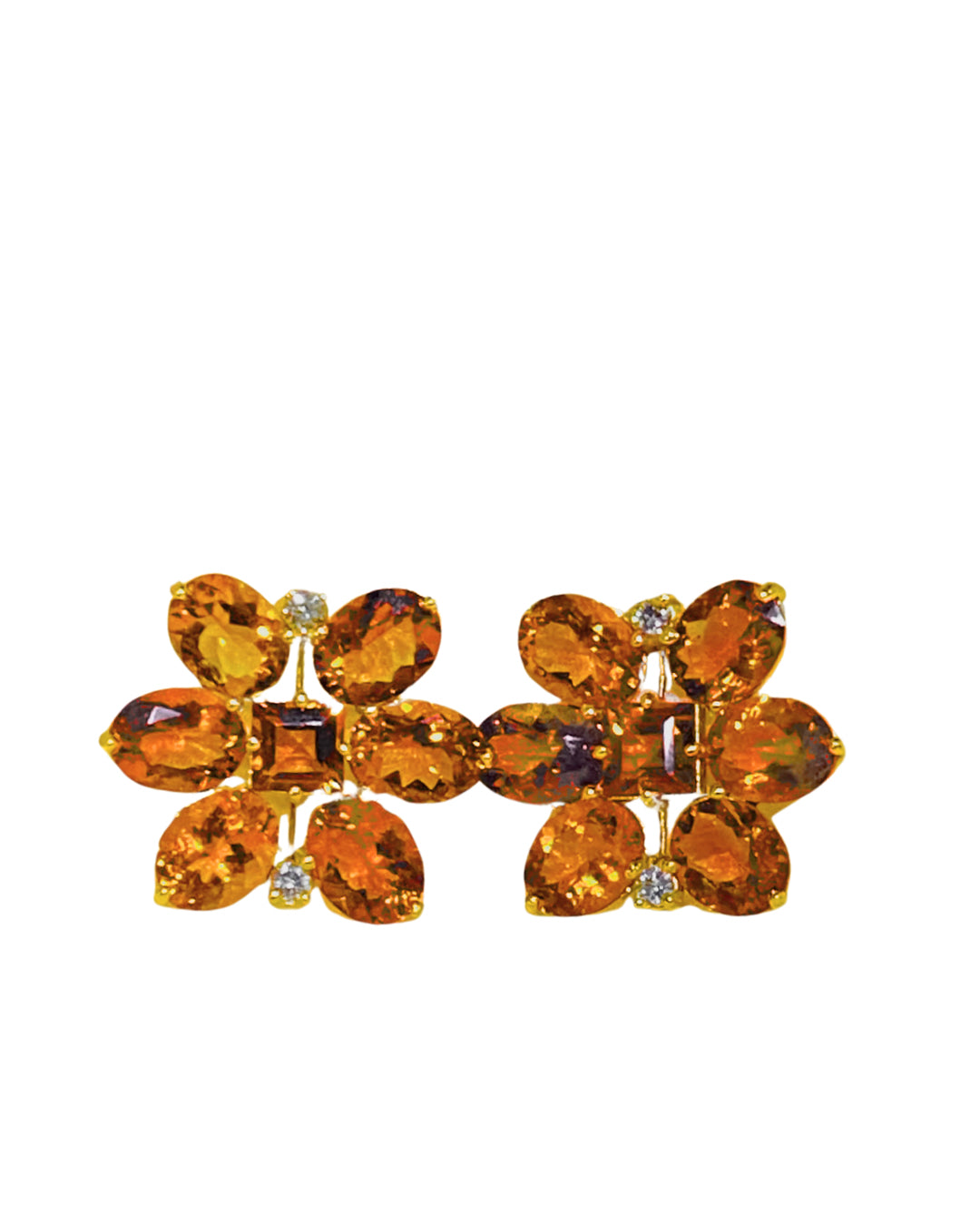 18ct Yellow Gold Citrine and Diamond Studs