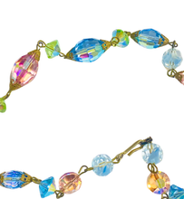 Antique Uranium Glass Crystal Multi-Coloured Faceted Necklace