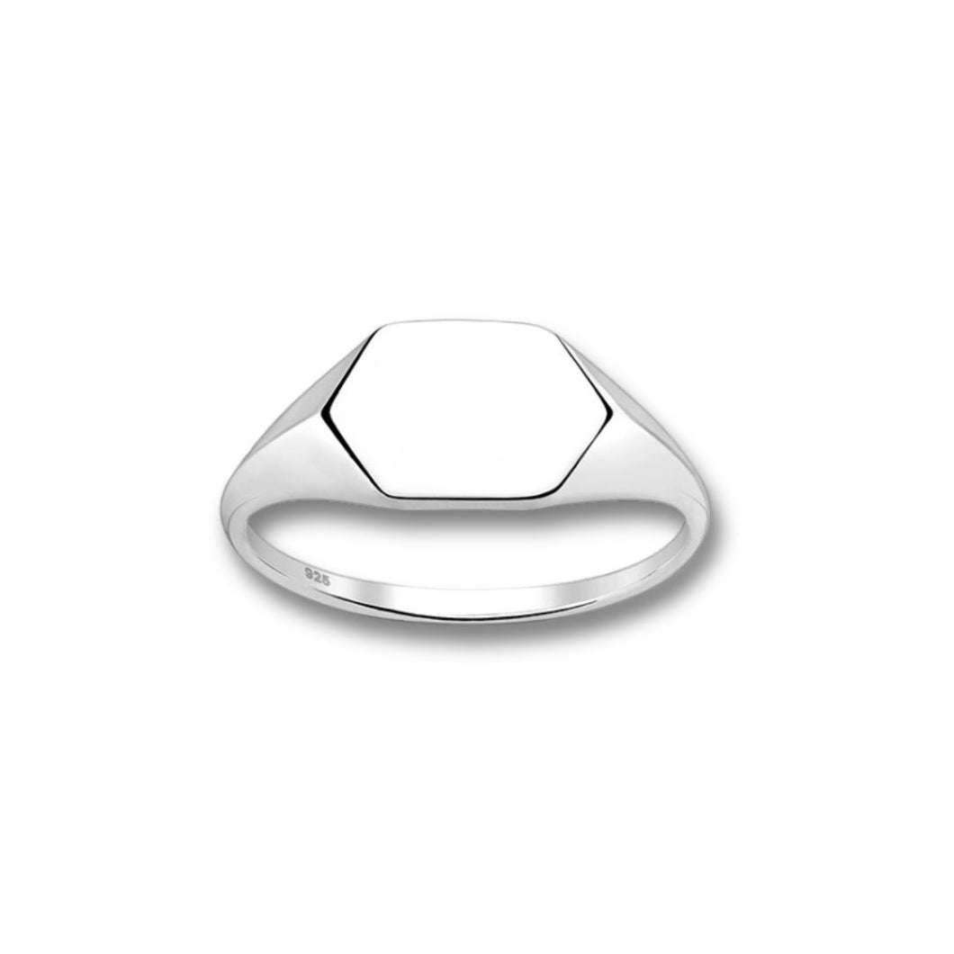 Sterling Silver Engravable Hexagonal Signet Ring