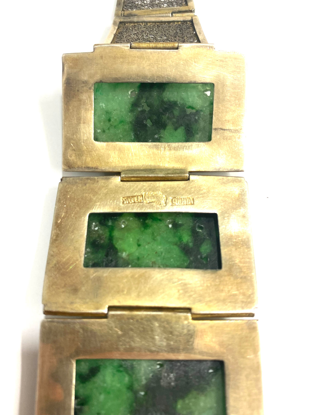 Jadeite Filligree 18ct Yellow Gold Plate Bracelet