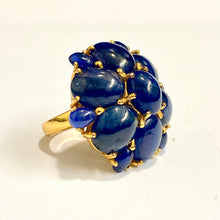 Sterling Silver Gold Plated Star Sapphire Cluster Ring