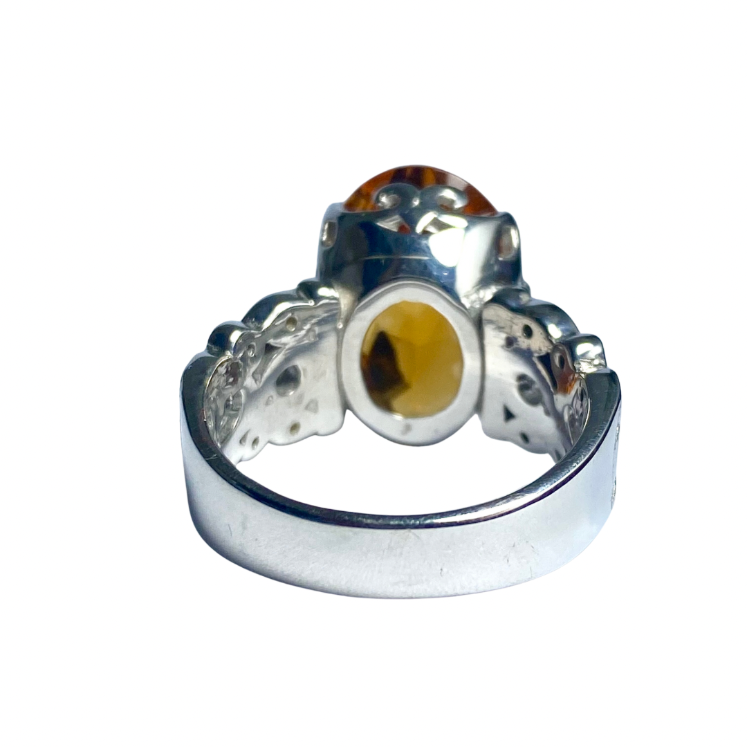 Citrine with CZ in Sterling Silver