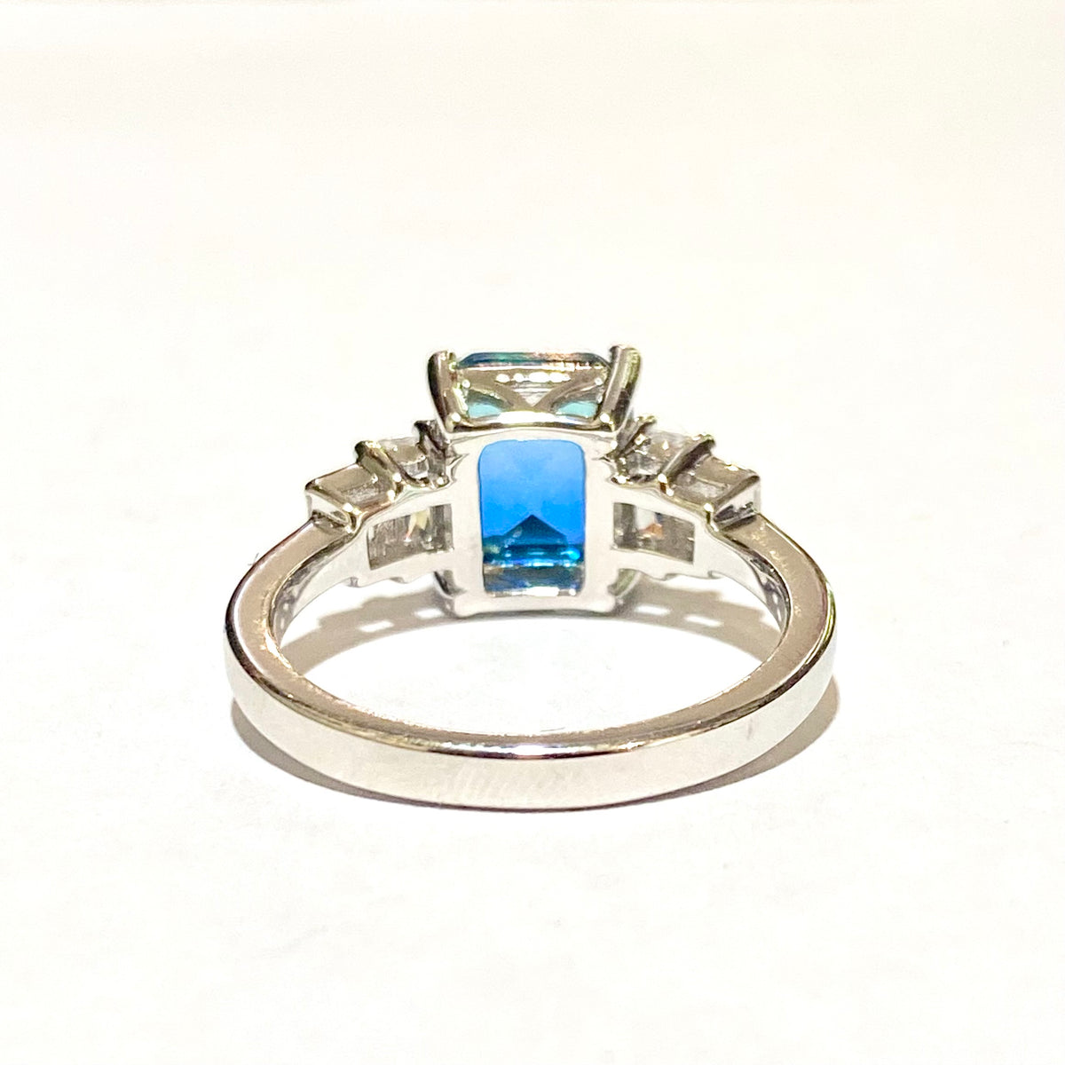 Sterling Silver Blue Bicolour Sunset CZ Ring